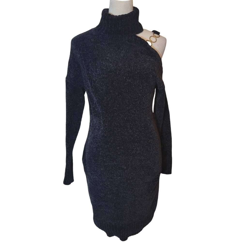 NWT Say What Black‎ Chenille One Shoulder Dress Size Medium